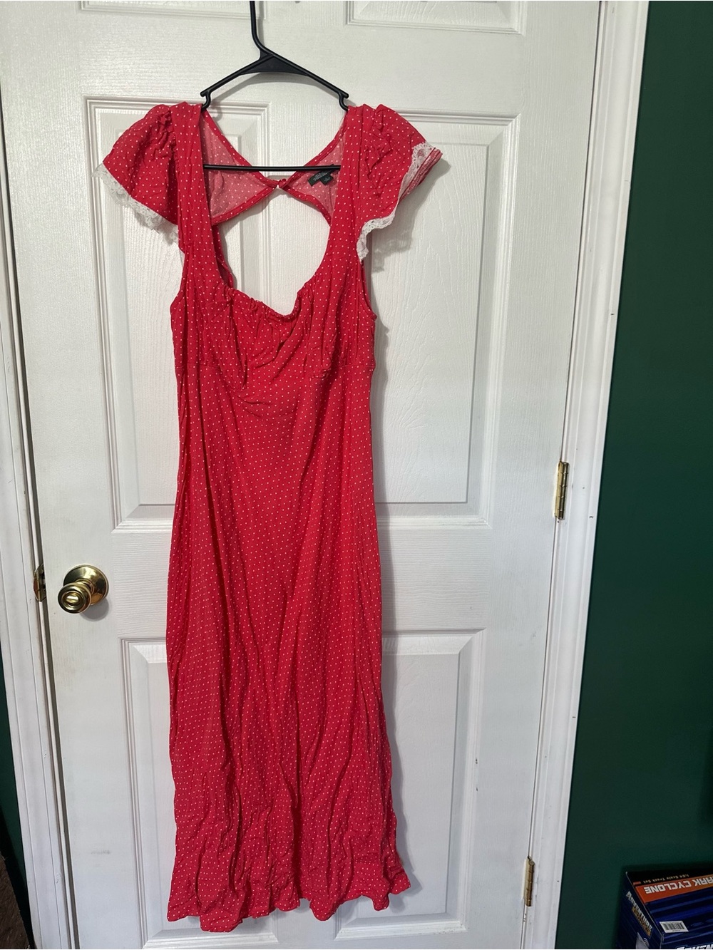 wild fable Red Polka Dot Maxi Dress with Open Back